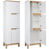 Szafki łazienkowe - Słupek łazienkowy szafka stojąca na mopa regał biały połysk 55 cm - miniaturka - grafika 1