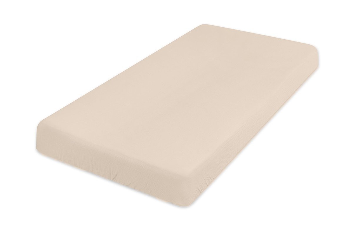 Prześcieradło muślinowe z gumką 60x120x10 beżowe Muslin