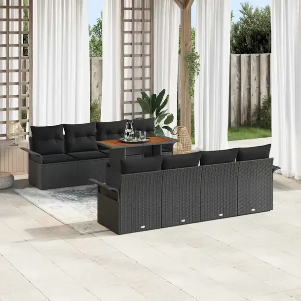 Nowoczesny Modułowy Zestaw Sof Ogrodowych Rattan Czarny 2cm x 70cm