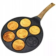 Patelnie - Patelnia do naleśników 26cm czarna powłoka marmurowa z buźkami Krisberg - miniaturka - grafika 1