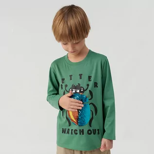 Bluzki dla chłopców - Cool Club, Bluzka chłopięca z długim rękawem, zielona - grafika 1