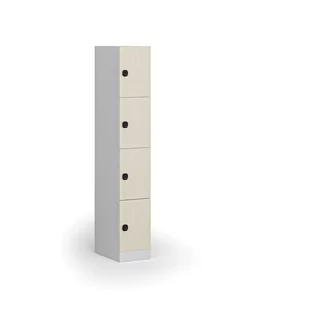 Szafka ubraniowa ze schowkami, 4 schowki, 1850 x 300 x 500 mm, zamek elektroniczny z kodem, drzwi laminowane, biała - Szafki biurowe - miniaturka - grafika 4