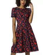 Sukienki - APART Fashion Sukienka damska z nadrukiem, Wielokolorowy (czerwony-nocny niebieski czerwony-nocny), 40 - miniaturka - grafika 1