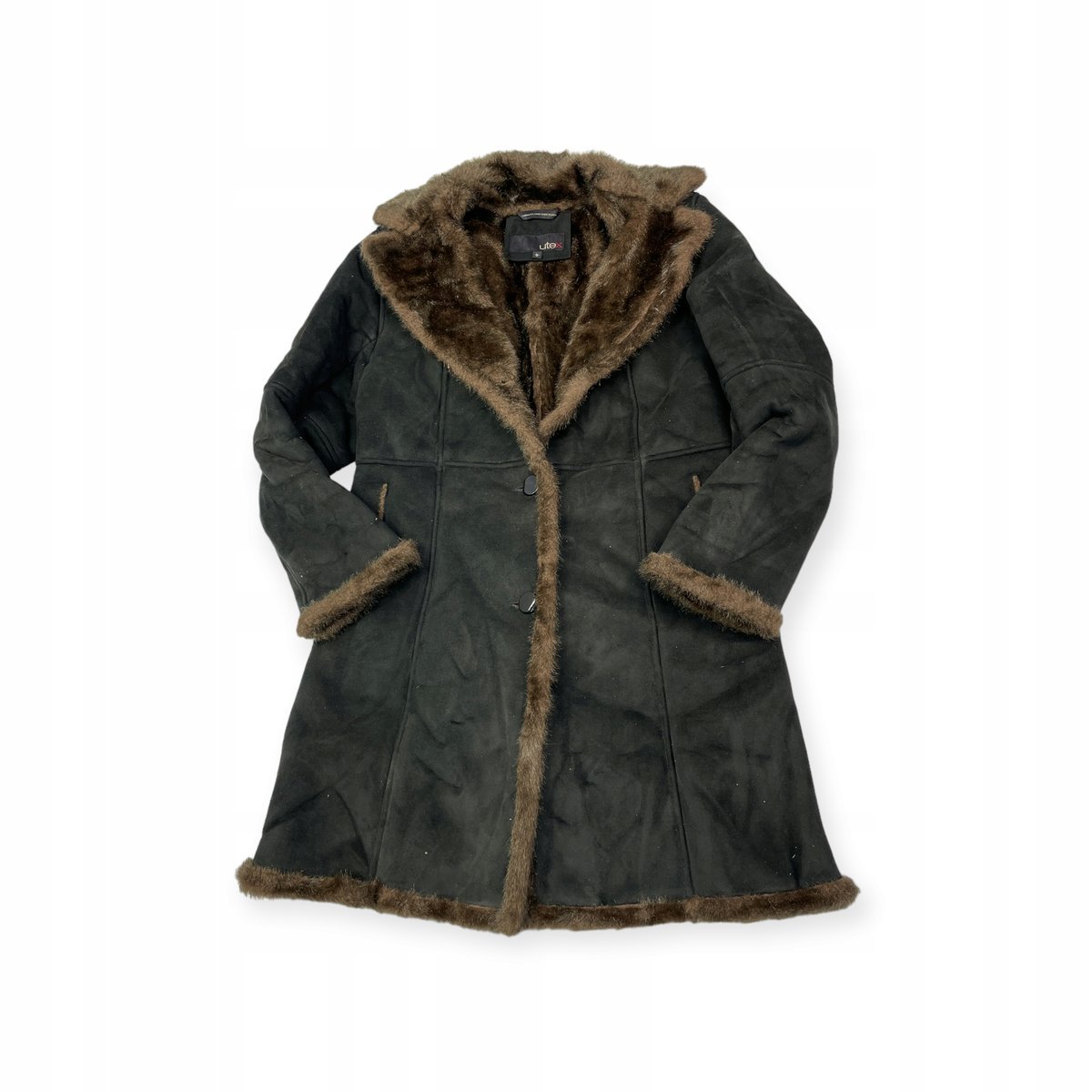 Czarny płaszcz damski futro Utex S