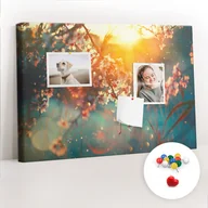 Tablice i flipcharty - Szkolna Tablica korkowa 60x40 cm, Kolorowe Pinezki, wzór Wiosenne kwiaty - miniaturka - grafika 1