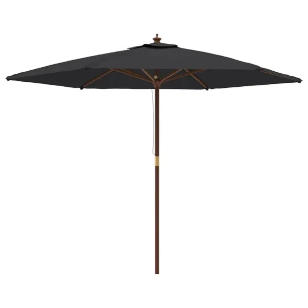 Parasol ogrodowy czarny, 299 x 240 cm, drewniana rama, wentylacja