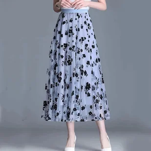 Elegancka spódnica midi - Blue Gray - Spódnice - miniaturka - grafika 1