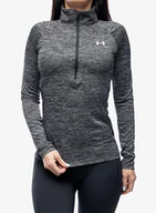 Bluzy sportowe damskie - Bluza damska Under Armour Tech 1/2 Zip Twist - black/metallic silver - miniaturka - grafika 1