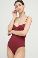 Stroje kąpielowe - Calvin Klein jednoczęściowy strój kąpielowy kolor bordowy miękka miseczka - miniaturka - grafika 1