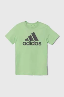 adidas t-shirt bawełniany dziecięcy kolor zielony z nadrukiem - Koszulki dla dziewczynek - miniaturka - grafika 1