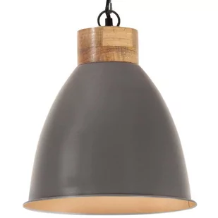 VidaXL Lumarko Industrialna lampa wisząca, szare żelazo i drewno, 35 cm, E27! 320887 VidaXL - Lampy sufitowe - miniaturka - grafika 1