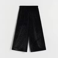 Spodnie i spodenki dla dziewczynek - Reserved - Błyszczące spodnie kuloty - Czarny - miniaturka - grafika 1