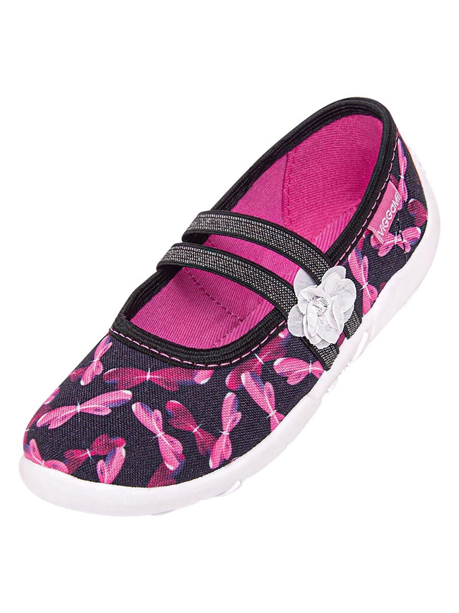Dziewczęce kapcie w motyle z aplikacją kwiatka Vi-GGa-Mi