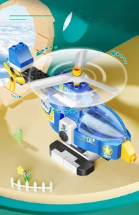 Klocki konstrukcyjne helikopter niebieski 120 elementÃ³w - Klocki - miniaturka - grafika 1