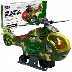 Helikopter wojskowy z ruchomym śmigłem na baterie jeżdżący z dźwiękiem moro - Zabawki zdalnie sterowane - miniaturka - grafika 1