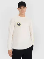 Koszulki męskie - 4F Longsleeve regular z nadrukiem męski 4FWSS25TLONM392-11S Biały Roz. M - miniaturka - grafika 1