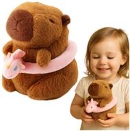 Maskotki i pluszaki - Pluszowa Kapibara Różowe Koło Ratunkowe Z Jednorożcem Brązowa 20cm - miniaturka - grafika 1