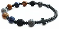 Biżuteria religijna - Bransoletka różaniec na rękę z kamieni lawa. soldait, jaspis, hematyt 8641 [P6] - miniaturka - grafika 1