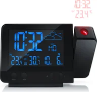 Stacje pogodowe - Stacja pogodowa Bearware z czujnikiem zewnętrznym, radiowa stacja pogodowa, zegar radiowy DCF z wyświetlaczem projekcyjnym, prognoza pogody - miniaturka - grafika 1