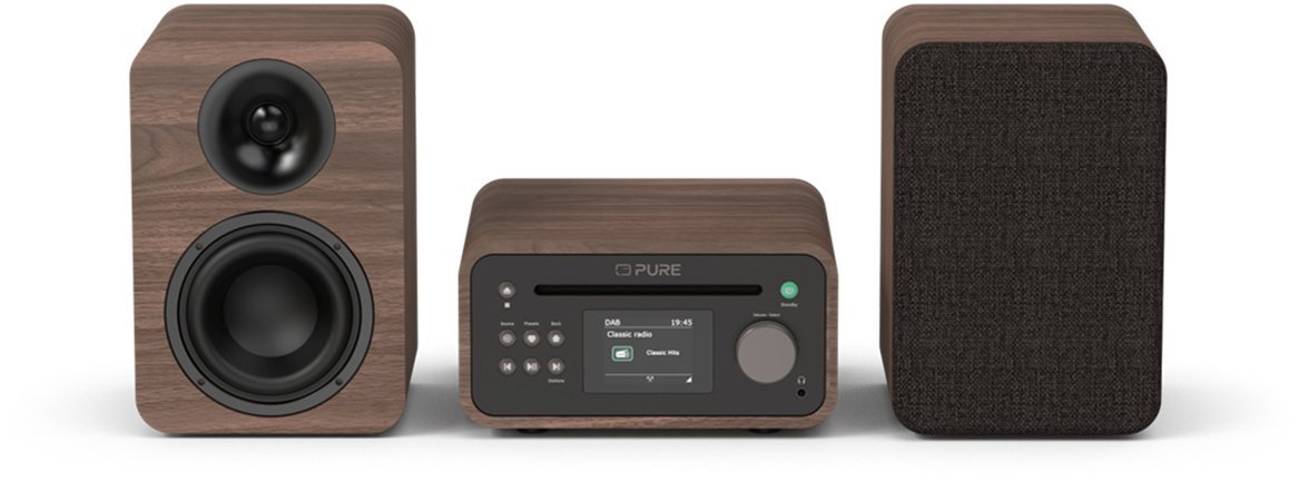 Pure Classic Stereo Mini, Home audio micro system, Brown, Walnut