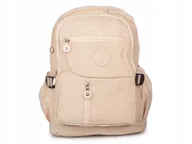 Plecaki - Lekki plecak materiałowy z kreszu jasnobeżowy ecru turystyczny miejski - miniaturka - grafika 1