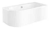 Wanny - Biała ryflowana wanna asymetryczna akrylowa z obudową Avita Besco 180 cm Prawa - miniaturka - grafika 1