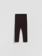 Spodnie i spodenki dla dziewczynek - Reserved - Ocieplane legginsy - ciemnobrązowy - miniaturka - grafika 1