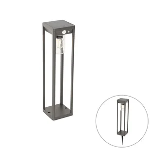 QAZQA Słupek zewnętrzny ciemnoszary 40 cm z diodami LED i energią słoneczną - Sonne - Lampy ogrodowe - miniaturka - grafika 1