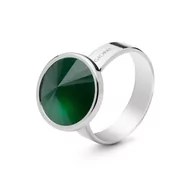 Pierścionki - Srebrny pierścionek kamień naturalny jadeit, srebro 925 : Kamienie naturalne - kolor - jadeit zielony ciemny, ROZMIAR PIERŚCIONKA - 15 | UK:P | Φ17,.. - miniaturka - grafika 1