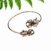 Bransoletki - Bransoletka srebrna z brązowymi skarabeuszami - miniaturka - grafika 1