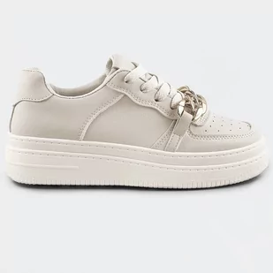 Sportowe buty z łańcuchem damskie beżowe (b-545) - Mix Feel - Buty sportowe damskie - miniaturka - grafika 1