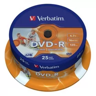 Nośniki danych - Verbatim Dysk Printable DVD-R 4.7GB 16x 25 szt 43538) - miniaturka - grafika 1