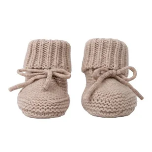 Buciki niechodki z wełny merino 100 jasnobeżowe Fleece Beige 6-12 mies. - Buty dla dziewczynek - miniaturka - grafika 1