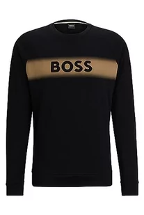 BOSS Męska bluza Authentic Regular -Fit bluza z bawełny organicznej z logo, czarny, M - Bluzy męskie - miniaturka - grafika 1