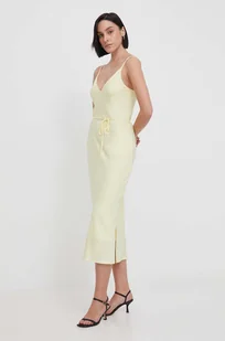 Calvin Klein sukienka kolor żółty maxi prosta - Sukienki - miniaturka - grafika 1