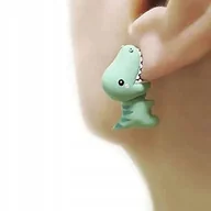 Kolczyki - Kolczyki damskie 3D Modele ZWIERZĄT UROCZE Zielone DINOZAUR Dinuś - miniaturka - grafika 1