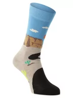 Skarpetki damskie - Happy Socks - skarpety z drobnej dzianiny, beżowy|niebieski|wielokolorowy - miniaturka - grafika 1
