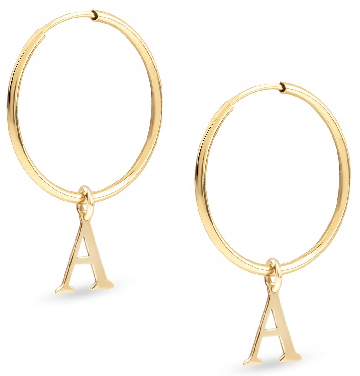 PIĘKNE ZŁOTE KOLCZYKI WISZĄCE Z TWOJĄ LITERKĄ 333