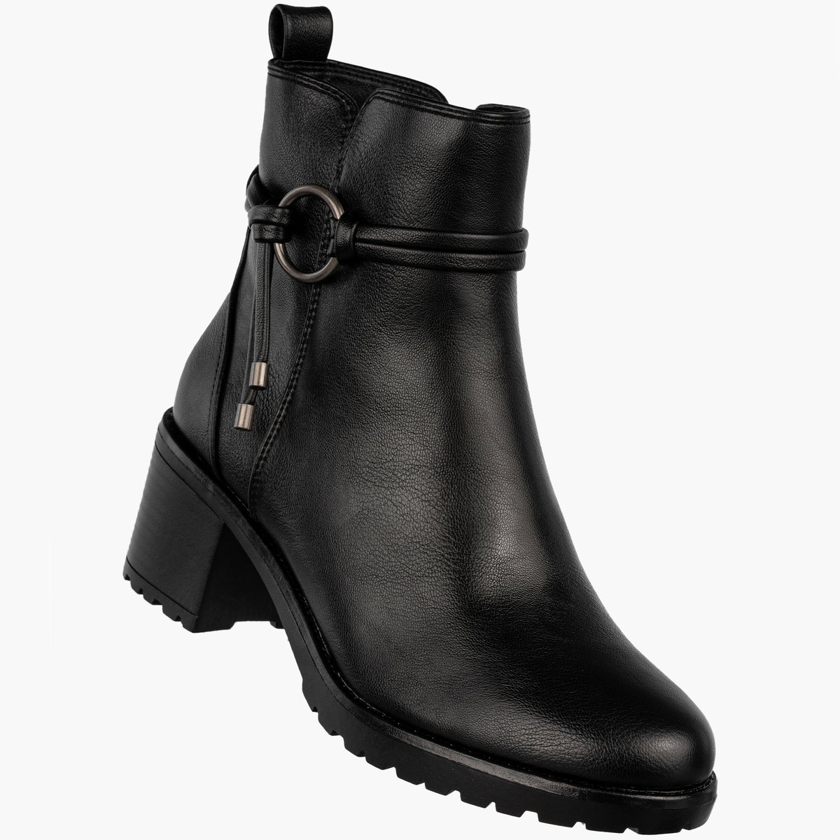 Botki Damskie Buty Na Obcasie Eleganckie Ocieplane Na Zimę Czarne Potocki 25-12527BK Czarny 36