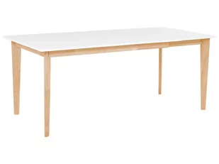 Beliani Stół do jadalni rozkladany 140/180 x 90 cm biały z jasnym drewnem SOLA - Stoły - miniaturka - grafika 1