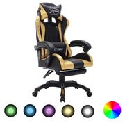 Fotele gamingowe - Lumarko Fotel dla gracza z RGB LED, złoto-czarny, sztuczna skóra - miniaturka - grafika 1