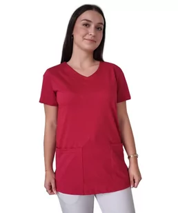Bluza Medyczna Bordowa Elastyczna Bawełna Roz. L - Bluzy damskie - miniaturka - grafika 1
