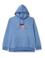 Bluzy męskie - GANT Reg Archive Shield męska bluza z kapturem, Denim Blue Mel, XL - miniaturka - grafika 1