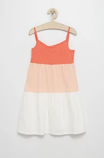 Sukienki - Benetton United Colors of United Colors of sukienka bawełniana dziecięca kolor pomarańczowy midi rozkloszowana - grafika 1