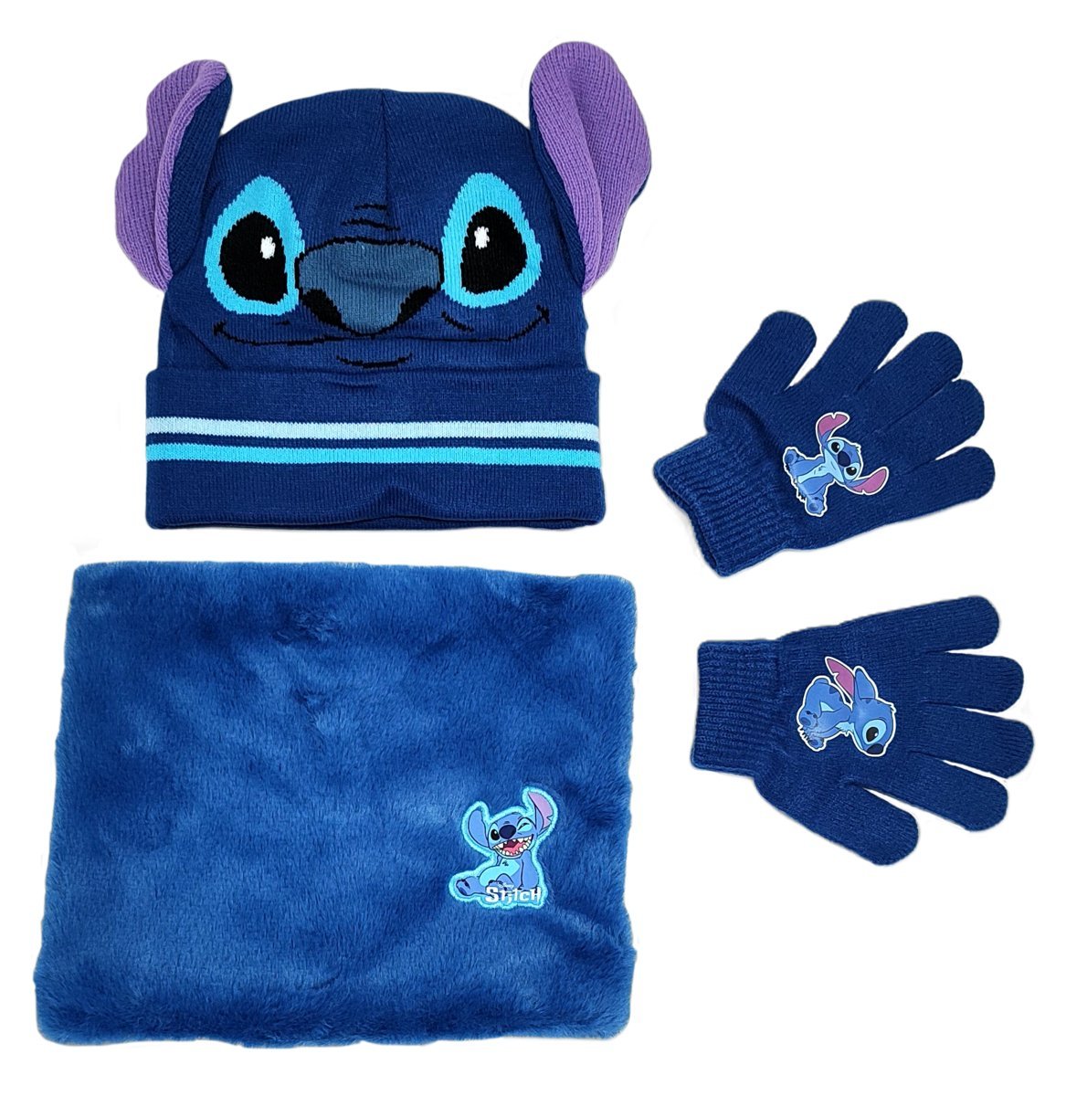 Pakiet zimowy czapka + rękawiczki + komin Disney Stitch.