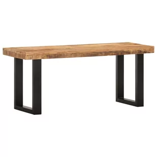 VidaXL Lumarko Ławka, 110 cm, lite, surowe drewno mango i stal 286460 VidaXL - Ławki do przedpokoju - miniaturka - grafika 1
