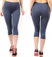 Legginsy - Legginsy damskie 3/4 krótkie Polskie bawełniane Getry Jeans L - miniaturka - grafika 1