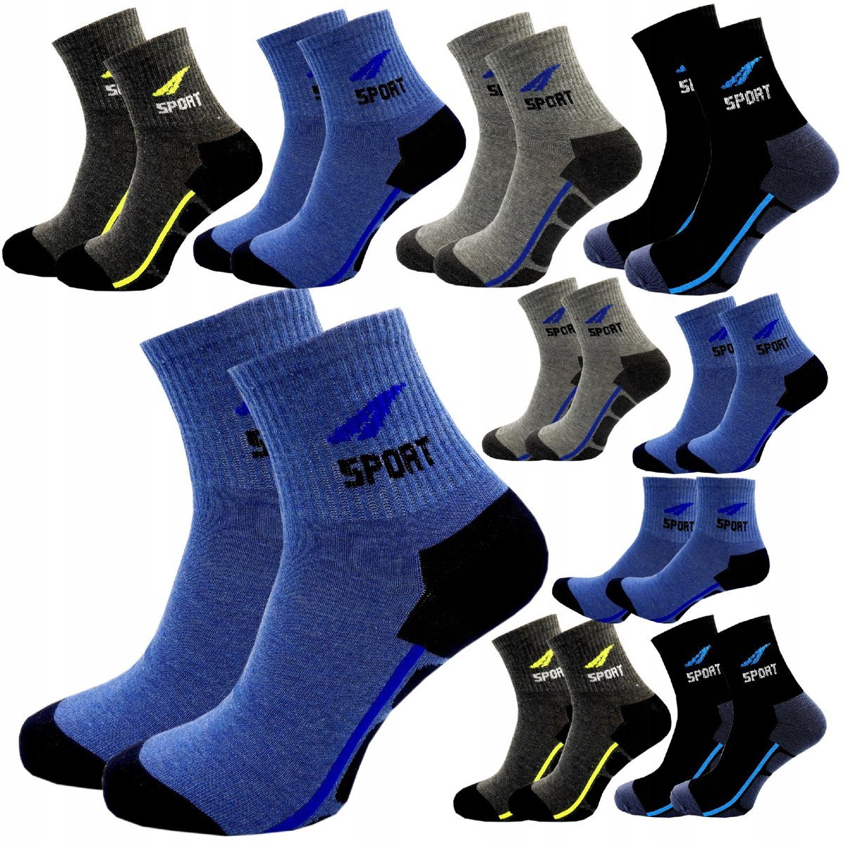 10x Skarpety Męskie SPORTOWE Skarpetki BAWEŁNIANE Długie ZESTAW 42/46