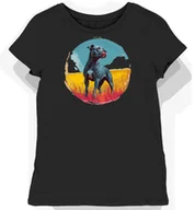 Koszulki i topy damskie - Koszulka damska czarna z nadrukiem muskularnego pitbulla na szarym tle XL - miniaturka - grafika 1