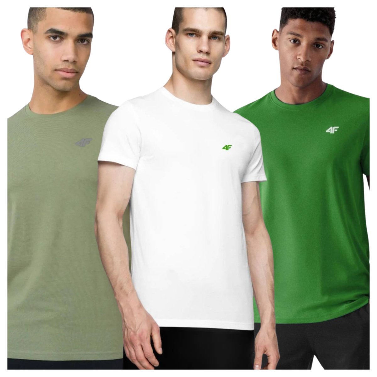 T-shirt męski (ZESTAW KOSZULEK 3 SZT.) 4F 4FWSS25TTSHM3965-96S Wielkokolorowy Roz. S